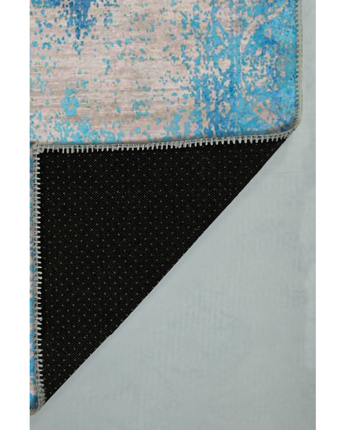 Belissa Desenli Pamuk Tabanlı Yıkanabilen Kaydırmaz Antibakteriyel Şönil Salon Halısı