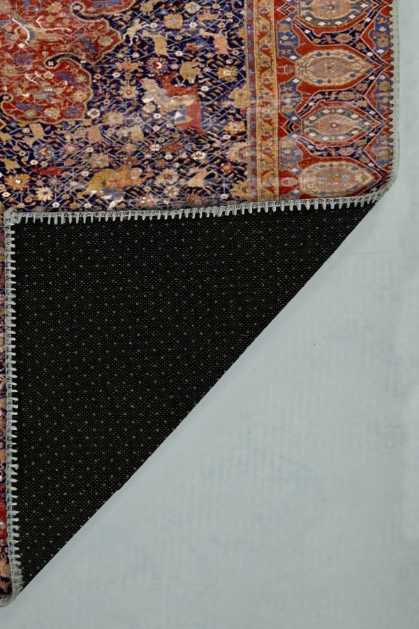 Arpiar Desenli Pamuk Tabanlı Yıkanabilen Kaydırmaz Antibakteriyel Şönil Salon Halısı