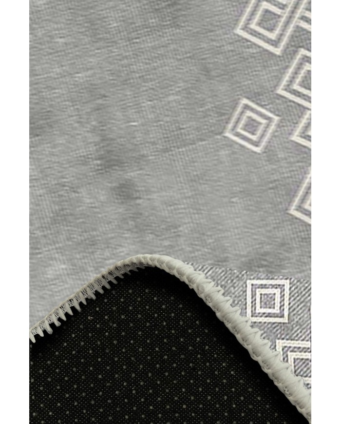 Alessi Desenli Pamuk Tabanlı Yıkanabilen Kaydırmaz Antibakteriyel Şönil Salon Halısı