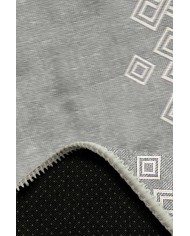 Alessi Desenli Pamuk Tabanlı Yıkanabilen Kaydırmaz Antibakteriyel Şönil Salon Halısı