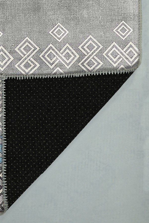 Alessi Desenli Pamuk Tabanlı Yıkanabilen Kaydırmaz Antibakteriyel Şönil Salon Halısı