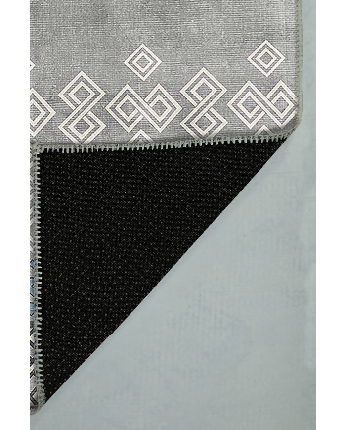 Alessi Desenli Pamuk Tabanlı Yıkanabilen Kaydırmaz Antibakteriyel Şönil Salon Halısı