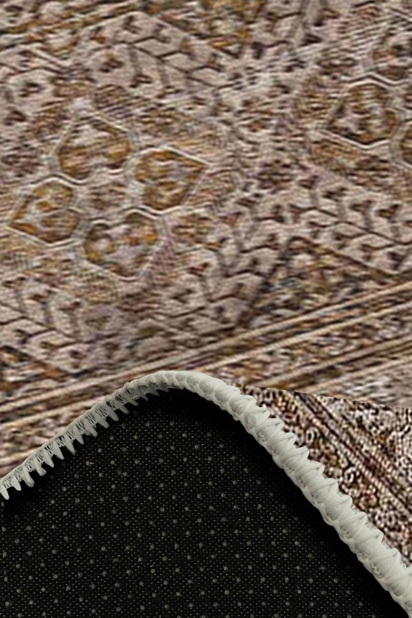 Allix Desenli Pamuk Tabanlı Yıkanabilen Kaydırmaz Antibakteriyel Şönil Salon Halısı