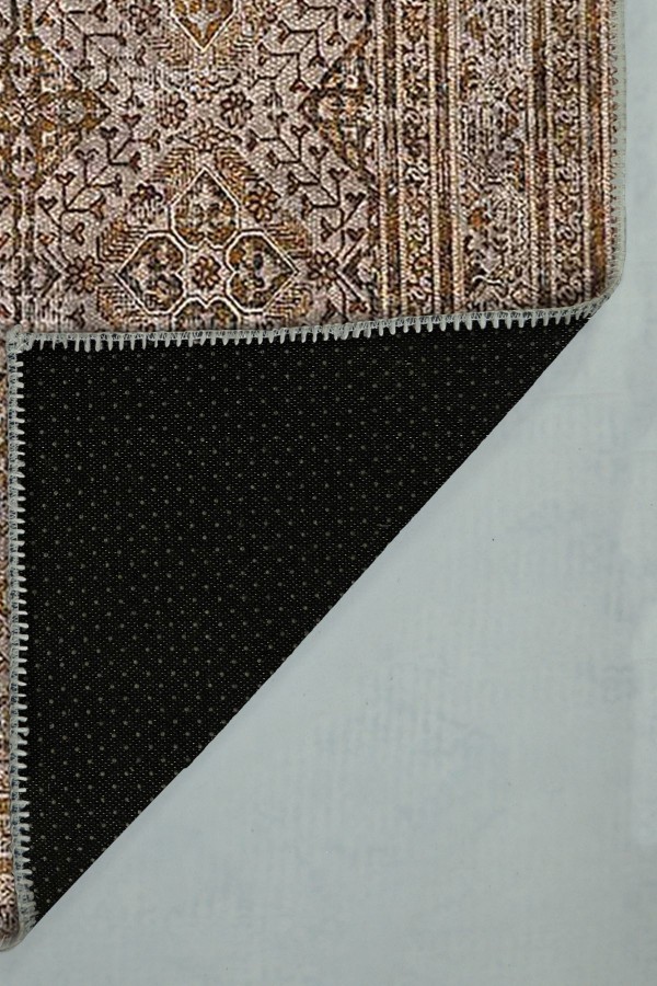 Allix Desenli Pamuk Tabanlı Yıkanabilen Kaydırmaz Antibakteriyel Şönil Salon Halısı