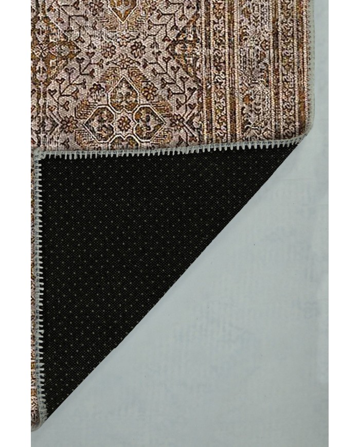 Allix Desenli Pamuk Tabanlı Yıkanabilen Kaydırmaz Antibakteriyel Şönil Salon Halısı