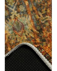 Babs Eskitme Desenli Pamuk Tabanlı Yıkanabilen Kaydırmaz Antibakteriyel Şönil Salon Halısı