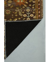 Valerie Eskitme Desenli Pamuk Tabanlı Yıkanabilen Kaydırmaz Antibakteriyel Şönil Salon Halısı