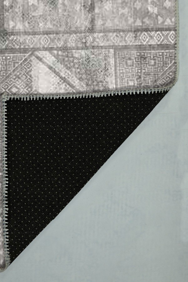 Akabe Desenli Pamuk Tabanlı Yıkanabilen Kaydırmaz Antibakteriyel Şönil Salon Halısı