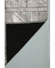 Akabe Desenli Pamuk Tabanlı Yıkanabilen Kaydırmaz Antibakteriyel Şönil Salon Halısı