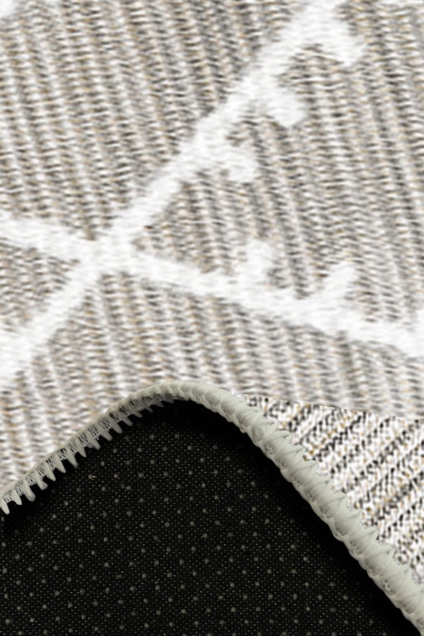 Abre Desenli Pamuk Tabanlı Yıkanabilen Kaydırmaz Antibakteriyel Şönil Salon Halısı