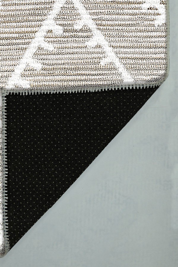 Abre Desenli Pamuk Tabanlı Yıkanabilen Kaydırmaz Antibakteriyel Şönil Salon Halısı