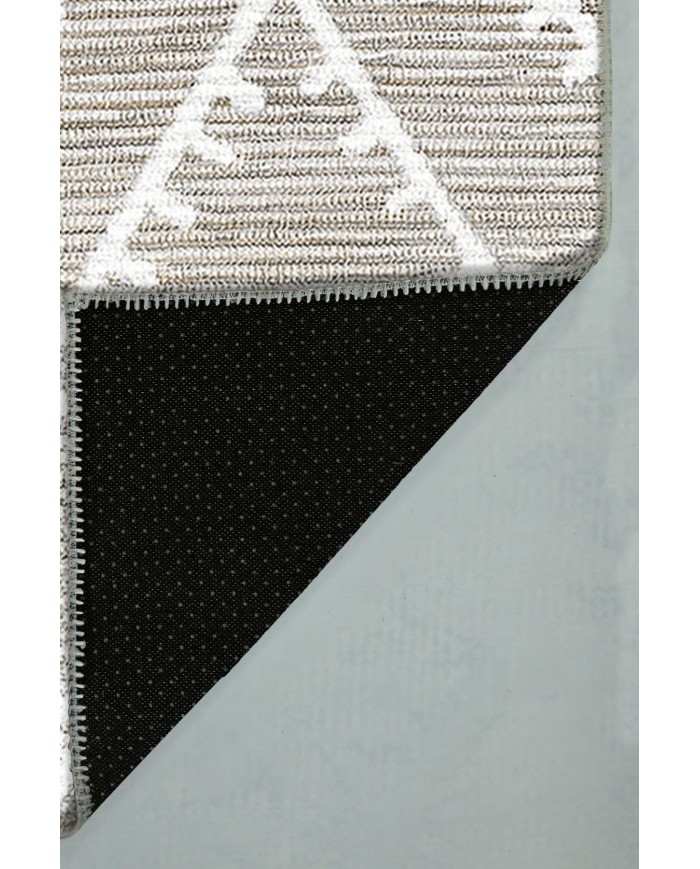 Abre Desenli Pamuk Tabanlı Yıkanabilen Kaydırmaz Antibakteriyel Şönil Salon Halısı