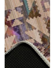 Adelina Desenli Pamuk Tabanlı Yıkanabilen Kaydırmaz Antibakteriyel Şönil Salon Halısı