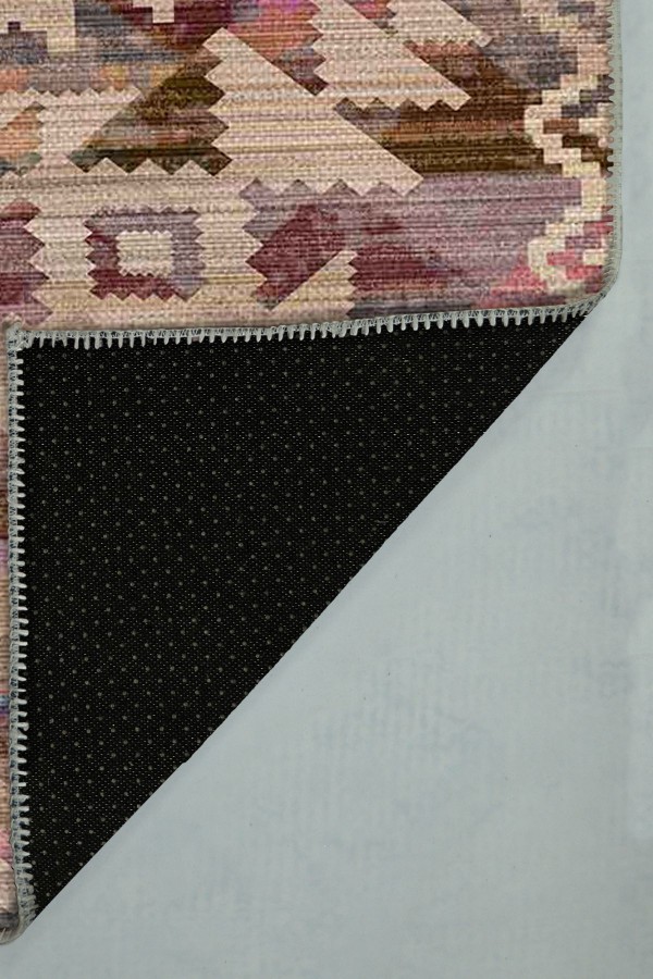 Adelina Desenli Pamuk Tabanlı Yıkanabilen Kaydırmaz Antibakteriyel Şönil Salon Halısı