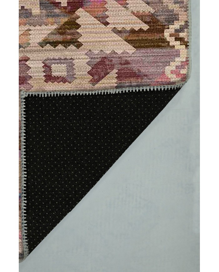 Adelina Desenli Pamuk Tabanlı Yıkanabilen Kaydırmaz Antibakteriyel Şönil Salon Halısı