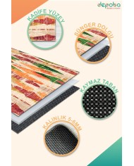 Colorina Kadife Yıkanabilir Kaymaz Pamuk Tabanlı Antibaktriyel Salon Halısı