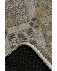 Abigail Desenli Pamuk Tabanlı Yıkanabilen Kaymaz Antibakteriyel Şönil Salon Halısı