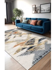 Adelte Desenli Pamuk Tabanlı Yıkanabilen Kaymaz Antibakteriyel Şönil Salon Halısı