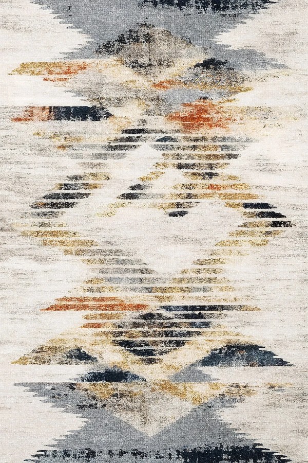 Adelte Desenli Pamuk Tabanlı Yıkanabilen Kaymaz Antibakteriyel Şönil Salon Halısı