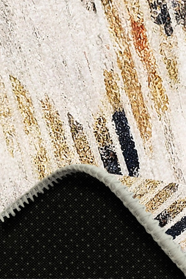 Adelte Desenli Pamuk Tabanlı Yıkanabilen Kaymaz Antibakteriyel Şönil Salon Halısı