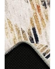 Adelte Desenli Pamuk Tabanlı Yıkanabilen Kaymaz Antibakteriyel Şönil Salon Halısı