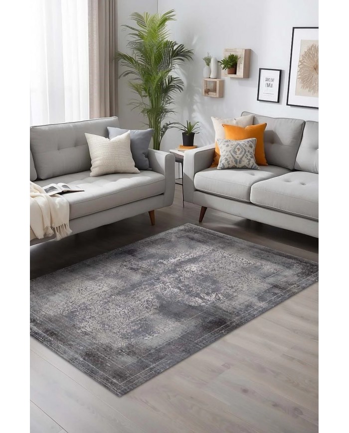 Adnel Desenli Pamuk Tabanlı Yıkanabilen Kaymaz Antibakteriyel Şönil Salon Halısı