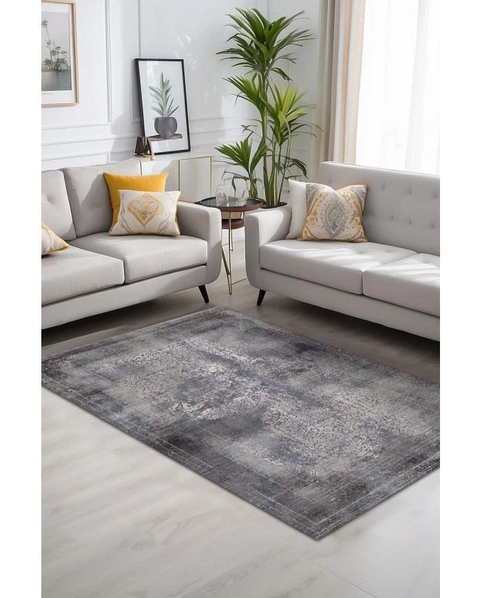 Adnel Desenli Pamuk Tabanlı Yıkanabilen Kaymaz Antibakteriyel Şönil Salon Halısı