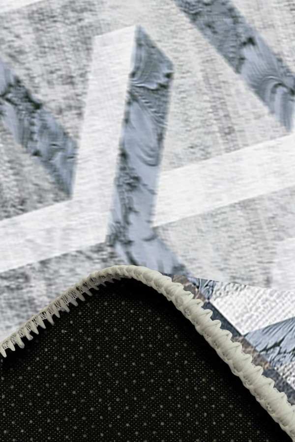 Adrien Desenli Pamuk Tabanlı Yıkanabilen Kaymaz Antibakteriyel Şönil Salon Halısı