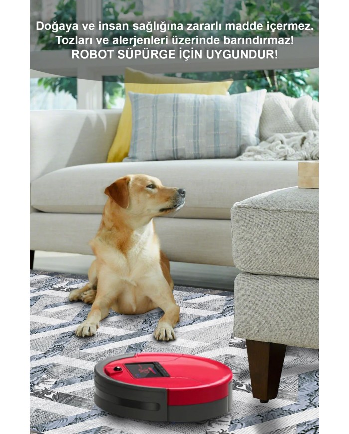 Adrien Desenli Pamuk Tabanlı Yıkanabilen Kaymaz Antibakteriyel Şönil Salon Halısı