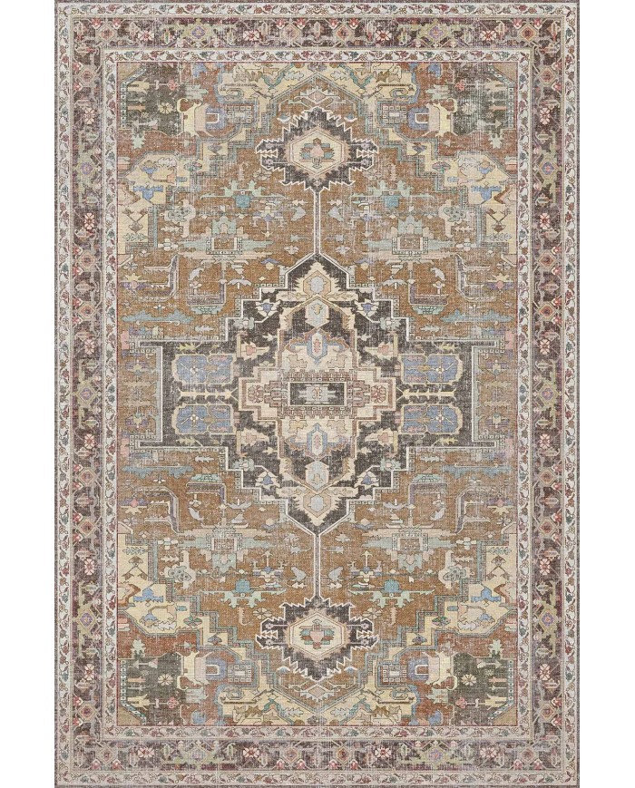 Afara Desenli Pamuk Tabanlı Yıkanabilen Kaymaz Antibakteriyel Şönil Salon Halısı