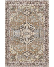 Afara Desenli Pamuk Tabanlı Yıkanabilen Kaymaz Antibakteriyel Şönil Salon Halısı