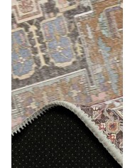 Afara Desenli Pamuk Tabanlı Yıkanabilen Kaymaz Antibakteriyel Şönil Salon Halısı