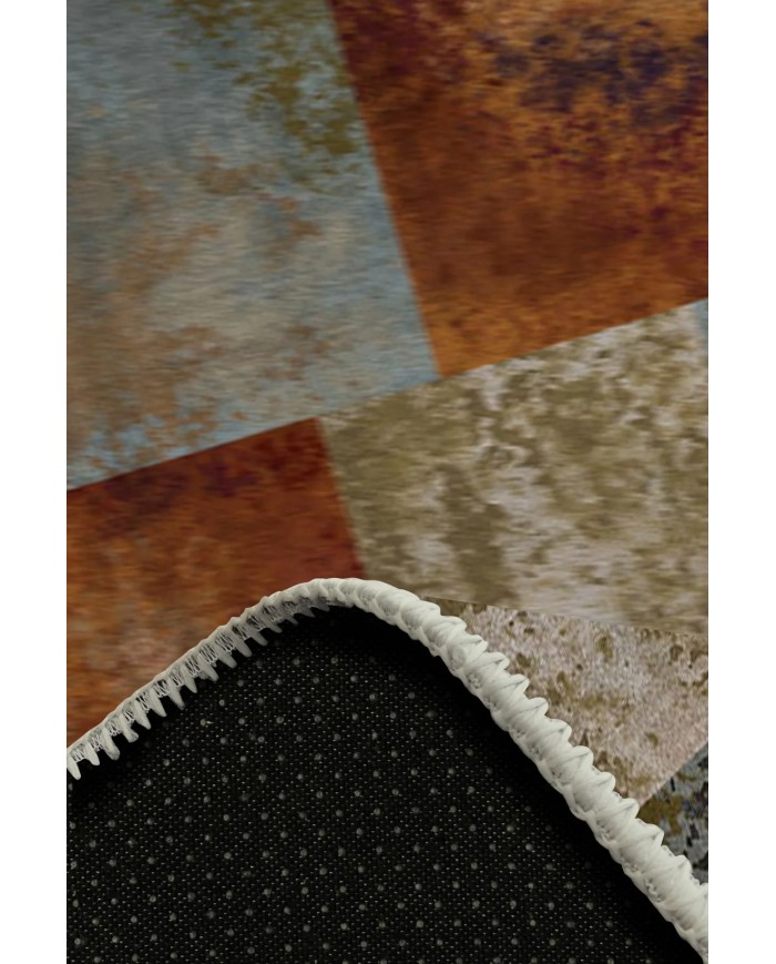 Alaiana Desenli Pamuk Tabanlı Yıkanabilen Kaymaz Antibakteriyel Şönil Salon Halısı