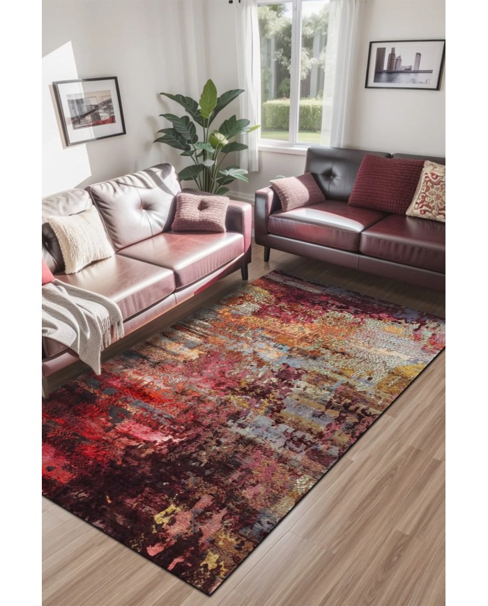 Erne Kadife Yıkanabilir Kaymaz Pamuk Tabanlı Antibakteriyel Salon Halısı