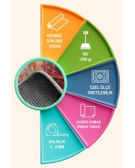 Erne Kadife Yıkanabilir Kaymaz Pamuk Tabanlı Antibakteriyel Salon Halısı