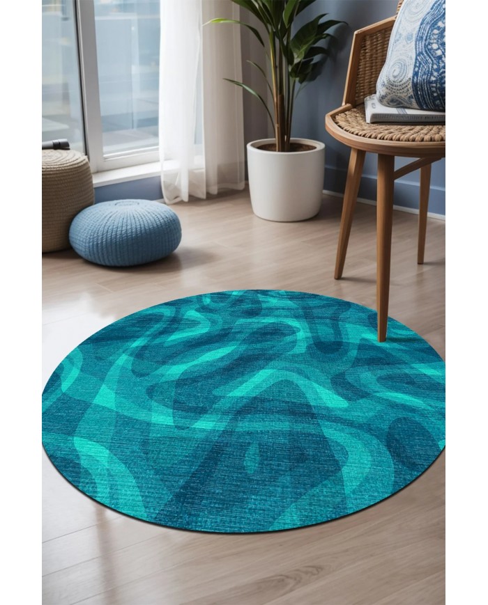 Alen Pamuk Tabanlı Yıkanabilen Kaymaz Antibakteriyel Şönil Yuvarlak Halı