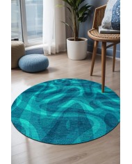 Alen Pamuk Tabanlı Yıkanabilen Kaymaz Antibakteriyel Şönil Yuvarlak Halı