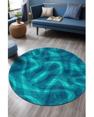 Alen Pamuk Tabanlı Yıkanabilen Kaymaz Antibakteriyel Şönil Yuvarlak Halı