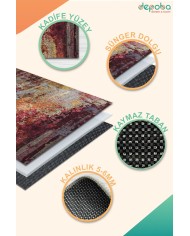 Erne Kadife Yıkanabilir Kaymaz Pamuk Tabanlı Antibakteriyel Salon Halısı