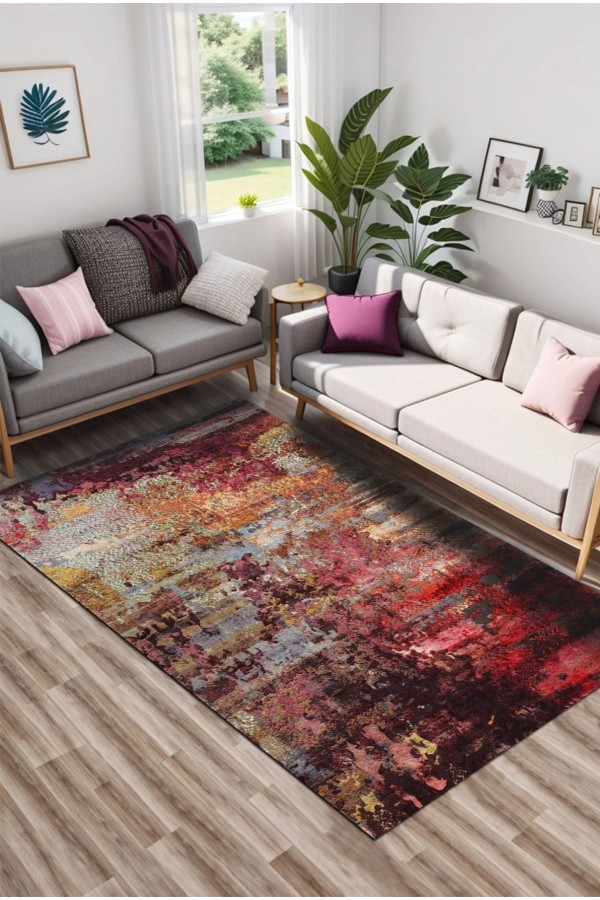 Erne Kadife Yıkanabilir Kaymaz Pamuk Tabanlı Antibakteriyel Salon Halısı