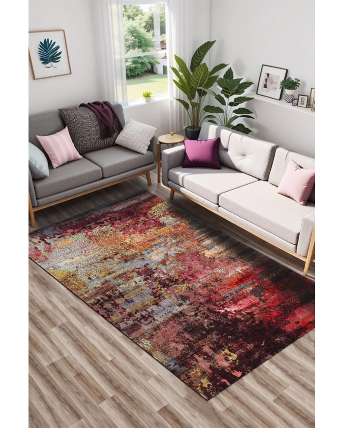 Erne Kadife Yıkanabilir Kaymaz Pamuk Tabanlı Antibakteriyel Salon Halısı