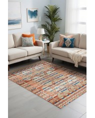 Alis Desenli Pamuk Tabanlı Yıkanabilen Kaymaz Antibakteriyel Şönil Salon Halısı