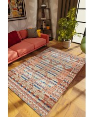 Alis Desenli Pamuk Tabanlı Yıkanabilen Kaymaz Antibakteriyel Şönil Salon Halısı