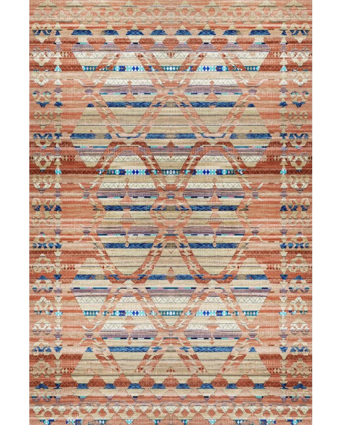 Alis Desenli Pamuk Tabanlı Yıkanabilen Kaymaz Antibakteriyel Şönil Salon Halısı