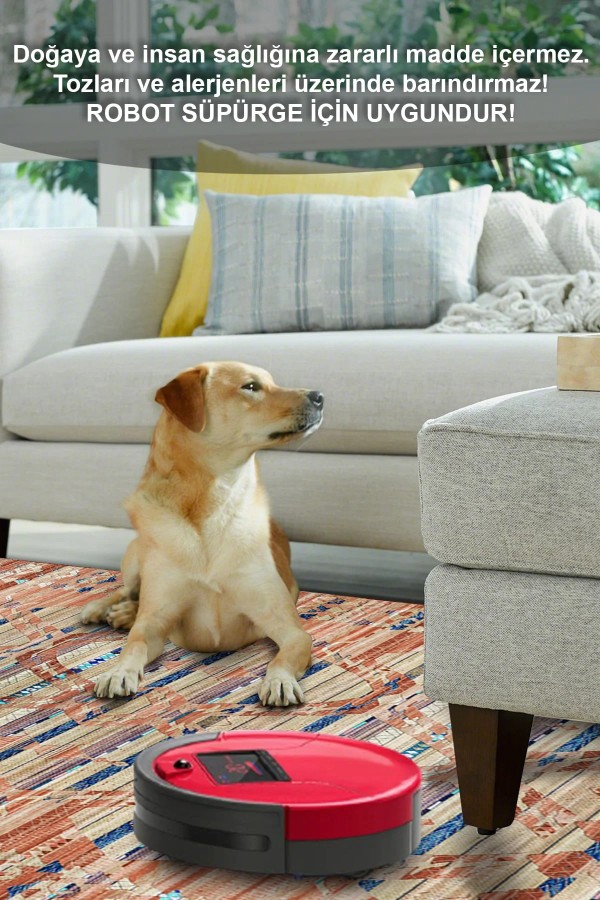 Alis Desenli Pamuk Tabanlı Yıkanabilen Kaymaz Antibakteriyel Şönil Salon Halısı