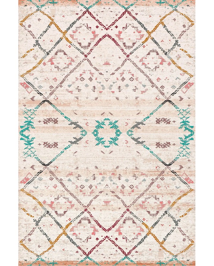 Alisha Desenli Pamuk Tabanlı Yıkanabilen Kaymaz Antibakteriyel Şönil Salon Halısı