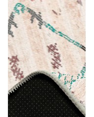 Alisha Desenli Pamuk Tabanlı Yıkanabilen Kaymaz Antibakteriyel Şönil Salon Halısı