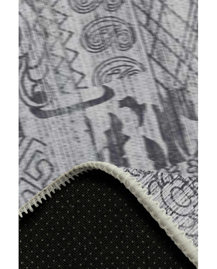 Alison Desenli Pamuk Tabanlı Yıkanabilen Kaymaz Antibakteriyel Şönil Salon Halısı