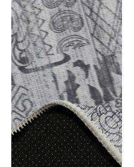 Alison Desenli Pamuk Tabanlı Yıkanabilen Kaymaz Antibakteriyel Şönil Salon Halısı