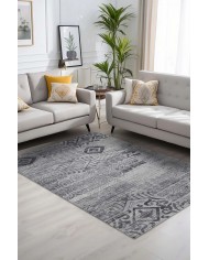 Alison Desenli Pamuk Tabanlı Yıkanabilen Kaymaz Antibakteriyel Şönil Salon Halısı